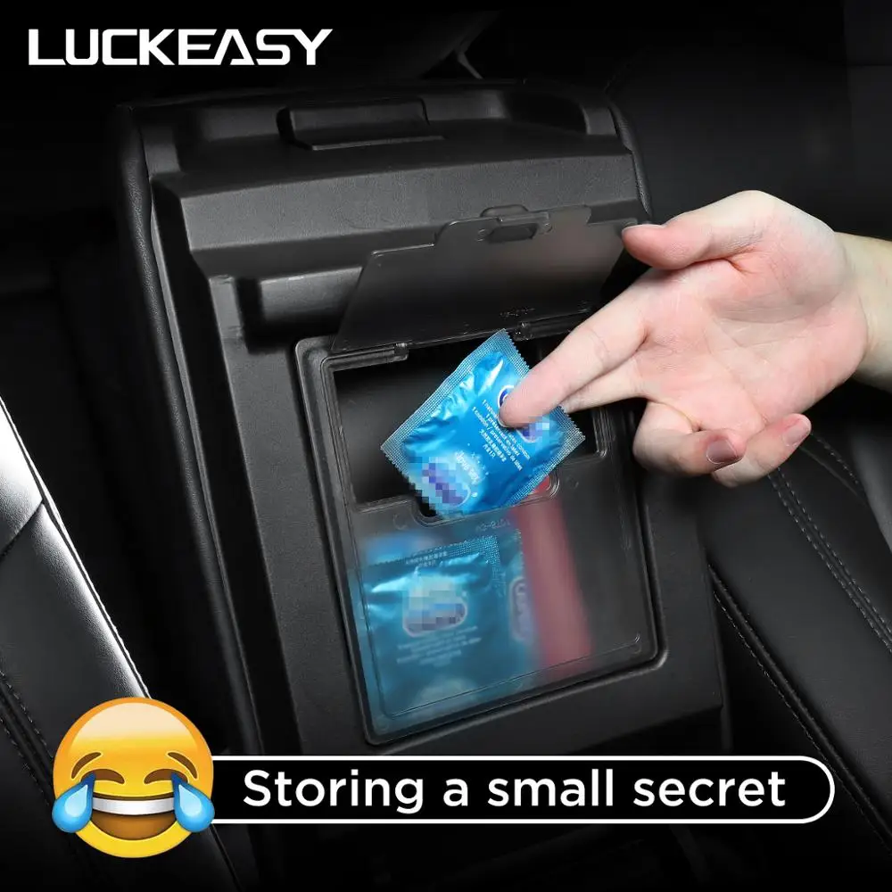 

LUCKEASY For Tesla Model 3 Hidden Transparent Storage Box model3 2017-2022 Armrest Box Cover Storage Box Interior Accessories
