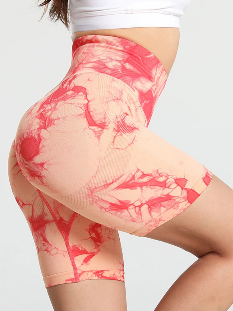 

SALSPOR Tie Dye Shorts Women Seamless Butt Lift Fitness Shorts Brethable Quick Drying Running Workout Pants Casual Clothing