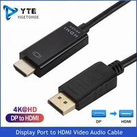 yigetohde display port to hdmi 4k2k 30hz dp to hdmi cable for pc laptop hdtv projector video audio cable displayport to hdmi