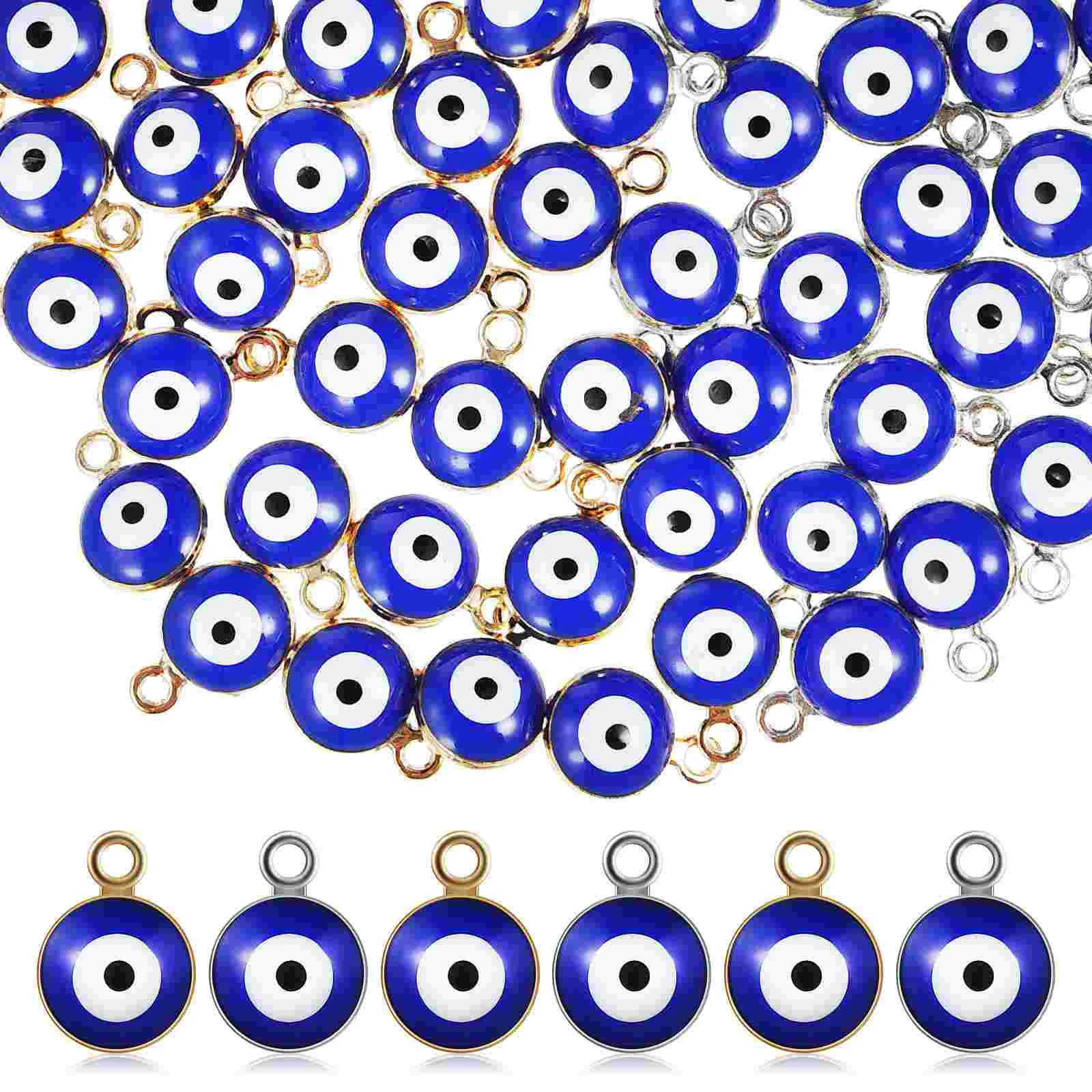 

60 Pcs Eye Pendant Eyeball Charms Glass Ornaments Beads Necklace Pendants Jewelry Making Kit Resin Crystal Jewellery