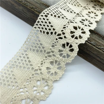2yards/Lot 40mm Cotton Lace Ribbon For Apparel Sewing Fabric Ivory Trim Cotton Crocheted Lace Fabric Ribbon Handmade Accessories 2