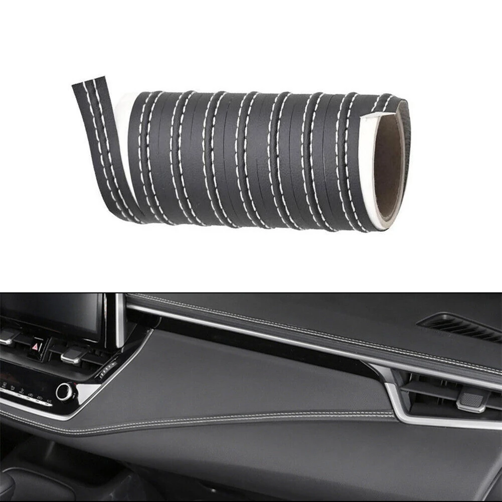 

Moulding Trim Strip 1.5CM Width Black High Quality Leather Universal White Line Dashboard Direct Fit Luxurious