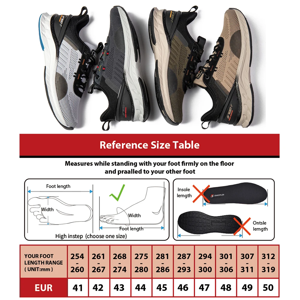 BAASPLOA 2023 Новые мужские модные кроссовки Дышащие повседневные беговые кроссовки с антиблокировочным эффектом и амортизацией шока Крепкий вязаный материал для ходьбы.