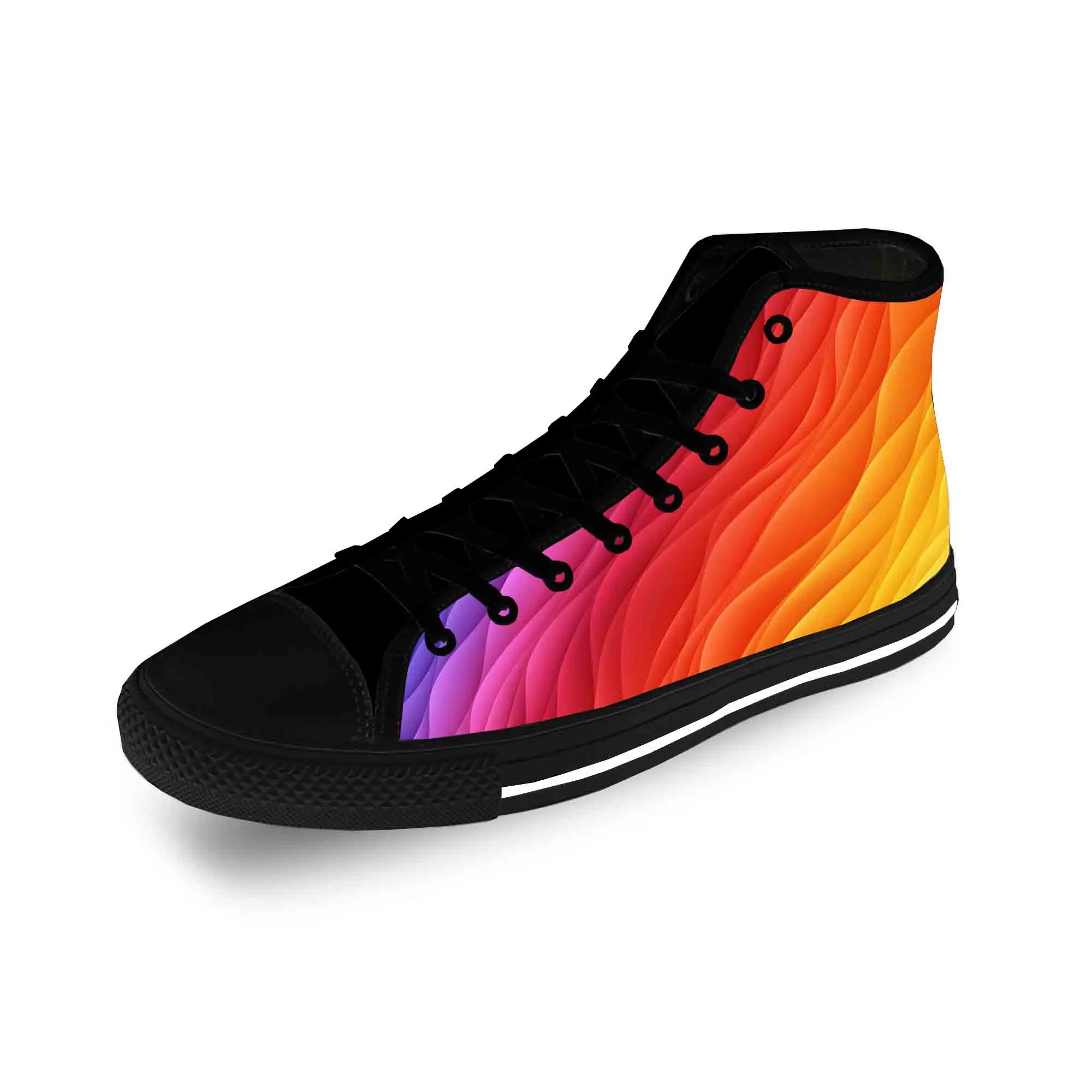 

Colorful Rainbow Lightweight Cloth 3D Print Funny Fashion High Top Canvas Shoes Mens Womens Teenager Casual Breathable Sneakers