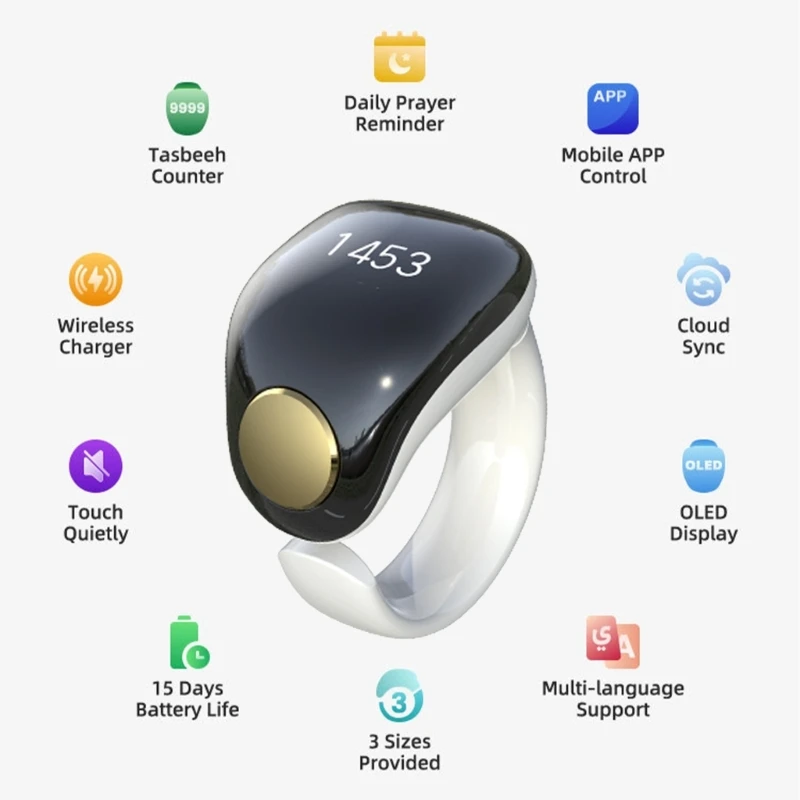 Цифровые кольца-счетчики Tasbih кольца для ежедневного молитвы и зикра с диапазоном