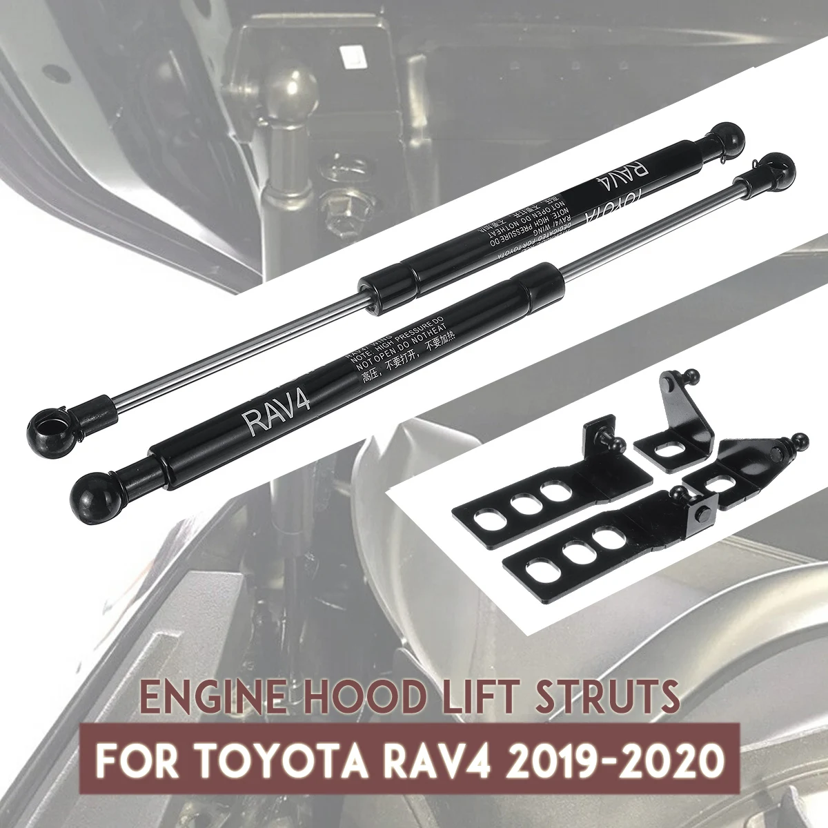 

2Pcs Car Front Engine Bonnet Gas Struts Bars Damper Hood Lift Support Shock Gas Spring For Toyota RAV4 2019 2020 2021