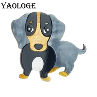 yaologe cute big ears dog brooches for women kids acrylic animal corsage pins cartoon badge accessories party jewelry gifts