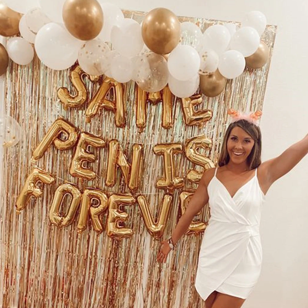

16pcs Same Penis Forever Foil Letter Balloons Bachelorette Hen Party Accessories Wedding Team Bride to be Decoration Favors Gift