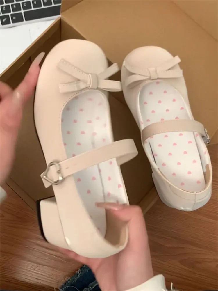 Kawaii Sweet Mary Janes Shoes женские летние новые однотонные туфли на платформе в японском