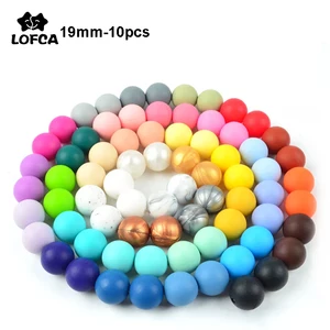 LOFCA 10pcs 19mm Silicone Beads Teething Chew Beads Food Grade Teether Necklace BPA Free Diy Jewelry in Pakistan