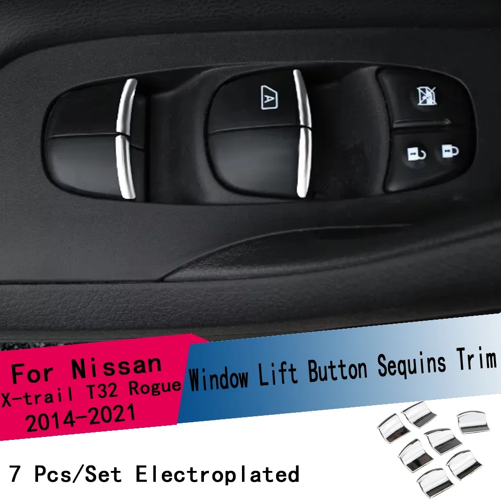 

7 шт./комплект, хромированные кнопки для стеклоподъемника Nissan X-trail Xtrail T32 2014-2022