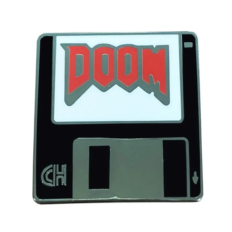 

Doom Game Floppy Disk Shooter Games Enamel Pins Metal Brooch Badge Fashion Jewellery Backpack Accessory Gifts