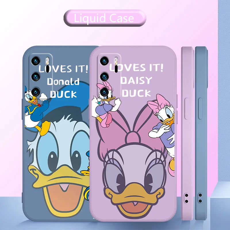 Disney Big Head Donald Duck Phone Case Liquid Rope For Huawei P20 P20 PRO LITE P30 LITE PRO P40 P50 PRO LITE P SMART PLUS Soft