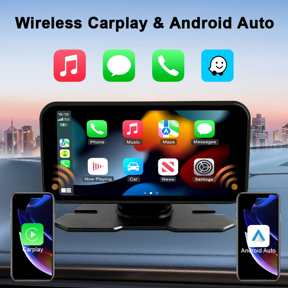 Фото 6-дюймовый портативный автомобильный радиоприемник Carplay, беспроводной мультимедийный проигрыватель с HD IPS-дисплеем, сенсорным экраном, функцией Mirror Link, FM-трансмиттером и автоаудио №2