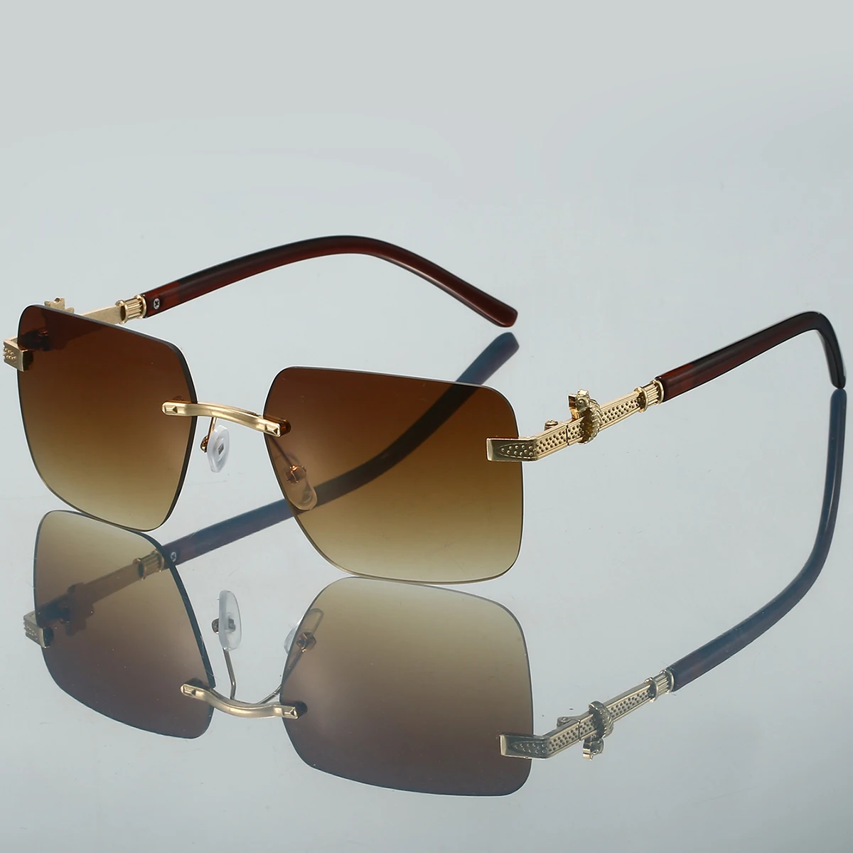 KAMMPT Женские Солнцезащитные Очки Градиентного Цвета Безрамные Винтажные