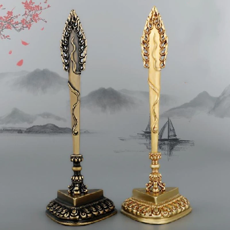 

Tibetan Buddhist Alloy Steel Pestle Handicraft Sword Auspicious Tantric Buddhism Desktop Altars Home Gift Indoor Decorative