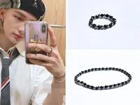 kpop new boys group stray kids bracelet ring crystal beaded elastic bracelet fashion ball bracelet hip hop jewelry gifts hyunjin