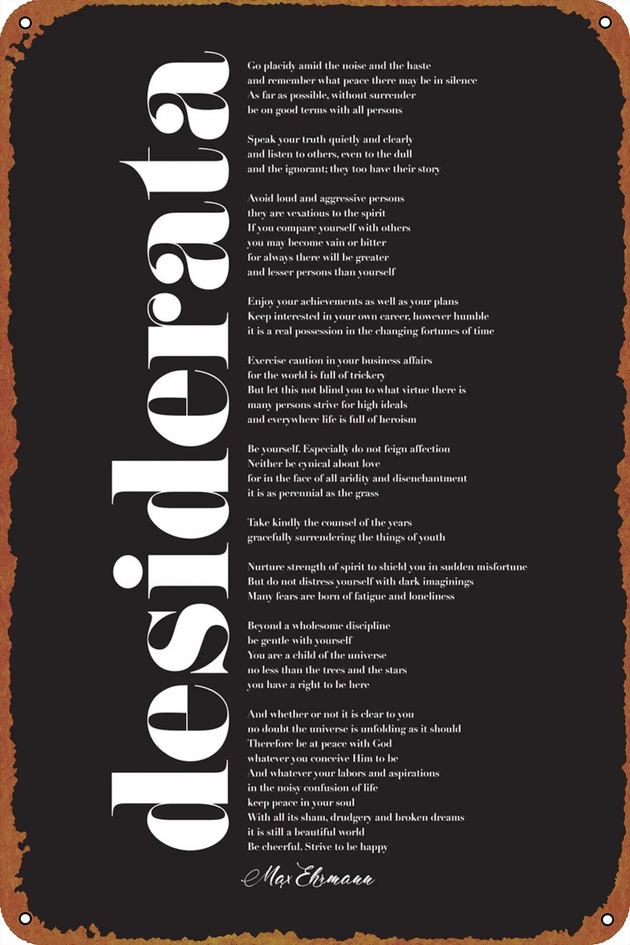 Desiderata на черной жестяной знак Ретро металлический кинопостер художественный