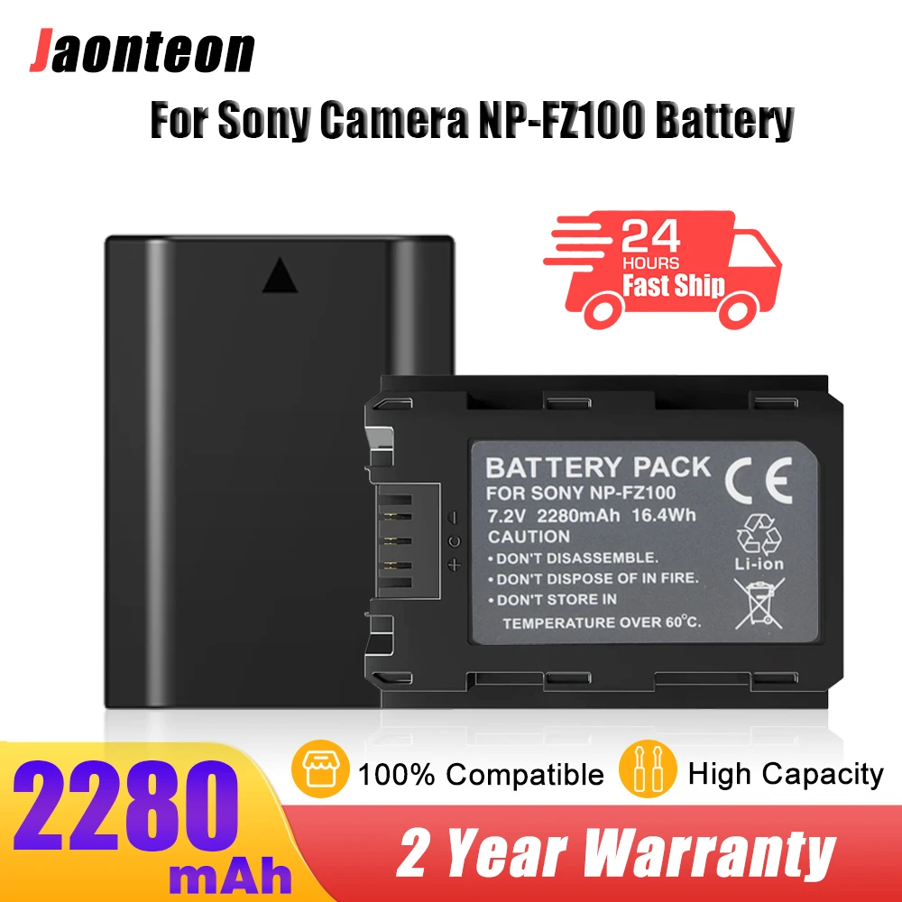 

Jaonteon NP-FZ100 NP FZ100 Camera Battery For Sony Alpha A1/ A9/ A9II/ A6600/ A7C/ A7III/ A7 IV/ A7SIII/ A7R III/ NPFZ100 2280mA