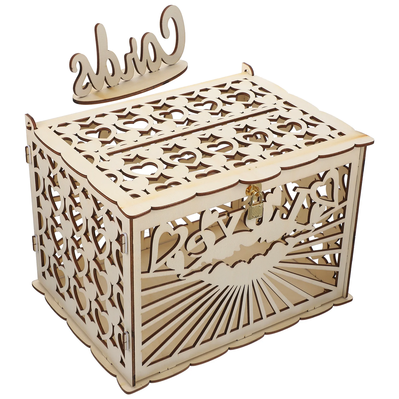 

Wooden Keepsake Box Wedding Reception Card Collecting Box Hollow Wooden Box Exquisite Wedding Card Gift Box