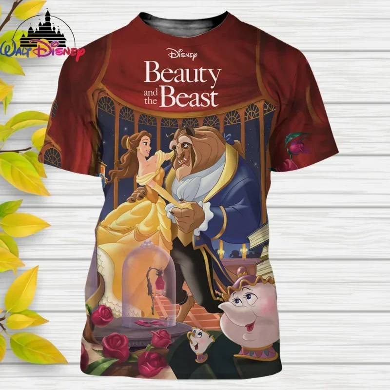 Летняя футболка с 3D принтом принцессы диснеейской красавицы и чудовища одежда