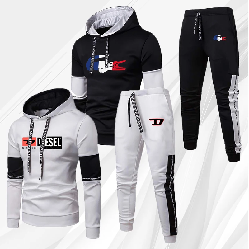 

Men's Luxury Sweatshirt Set 2023 Hoodies+Sweatpants Tracksuit Outfits Jogger Brand Sport Suit Male Pullover Streetwear Clothes