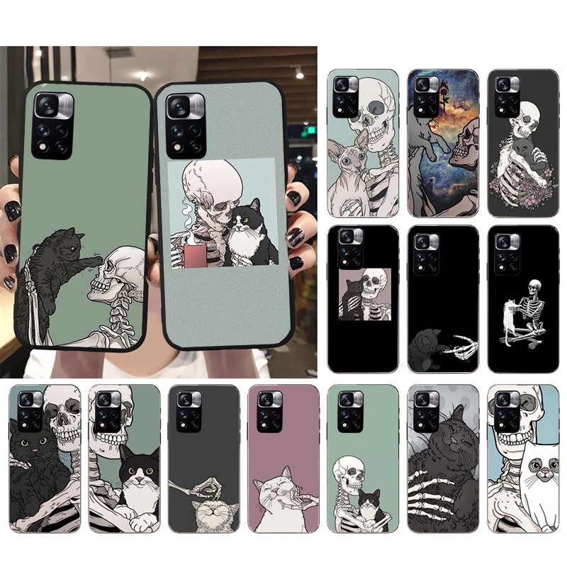 

Skeleton Cat Phone Case for Xiaomi Redmi Note 12 Pro 11S 11 10 Pro 9Pro Note9 10S Redmi 10 9C 9A Funda