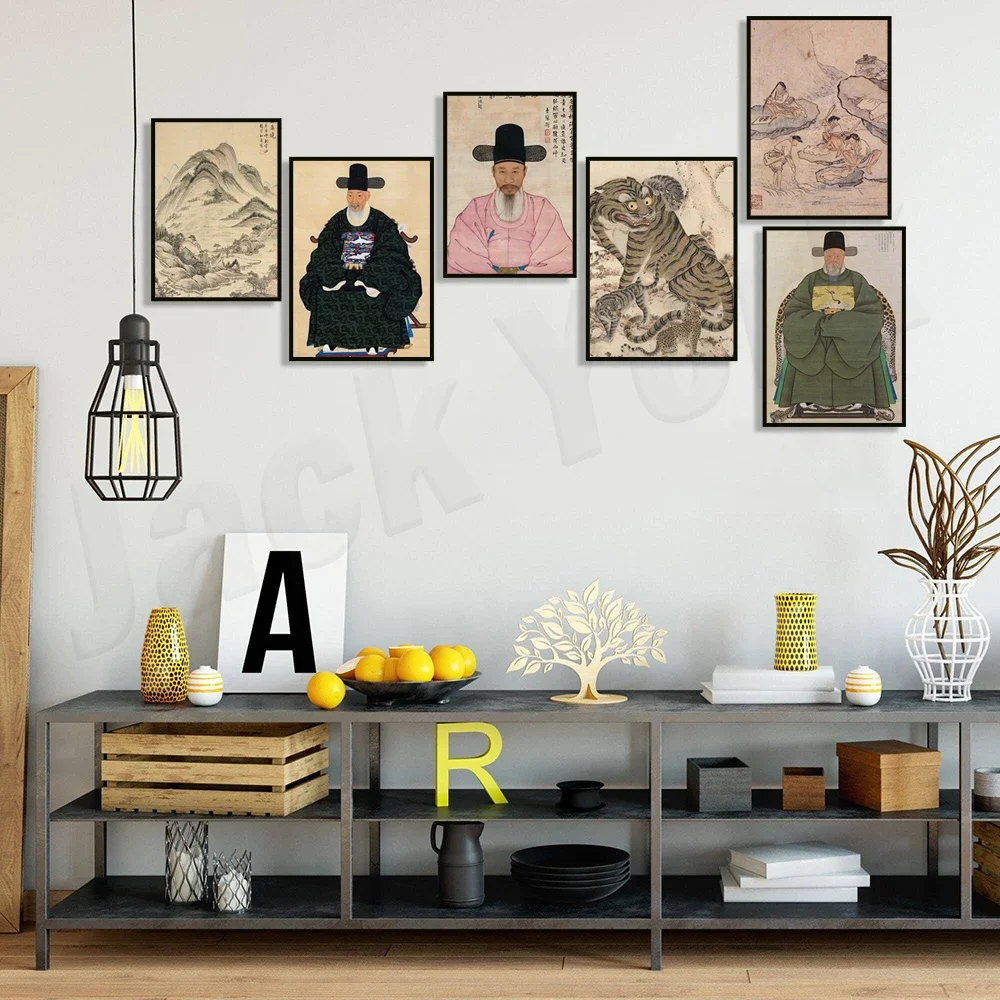 Korean Traditional Posters Antique Folk Art Huahu Kang Lo Portrait Congressman Lee Sung-won Asian