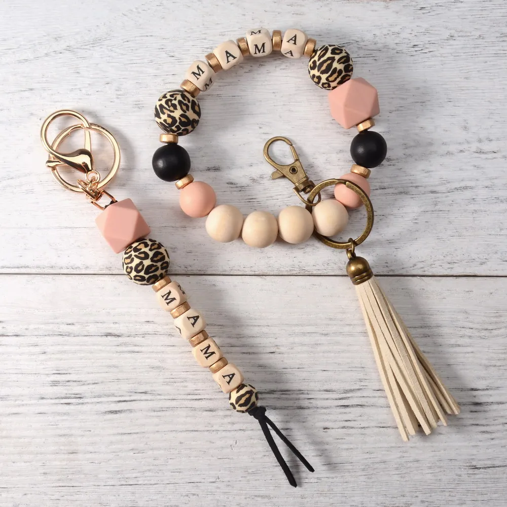 Силиконовый Брелок-браслет с леопардовым принтом подвеской |