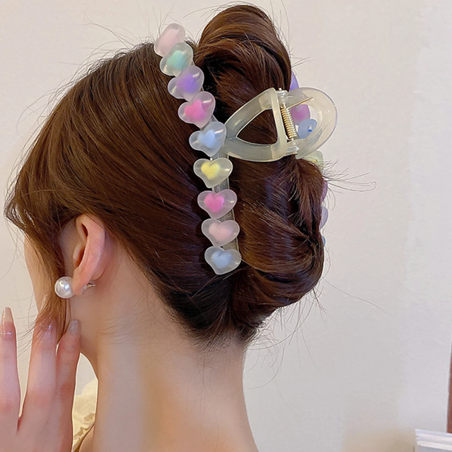 

Y2k Hairpin Colorful Resin Love Star Hair Clips Rainbow Candy Color Jelly Heart Ponytail Hair Clip Simple Frosted Shark Clip