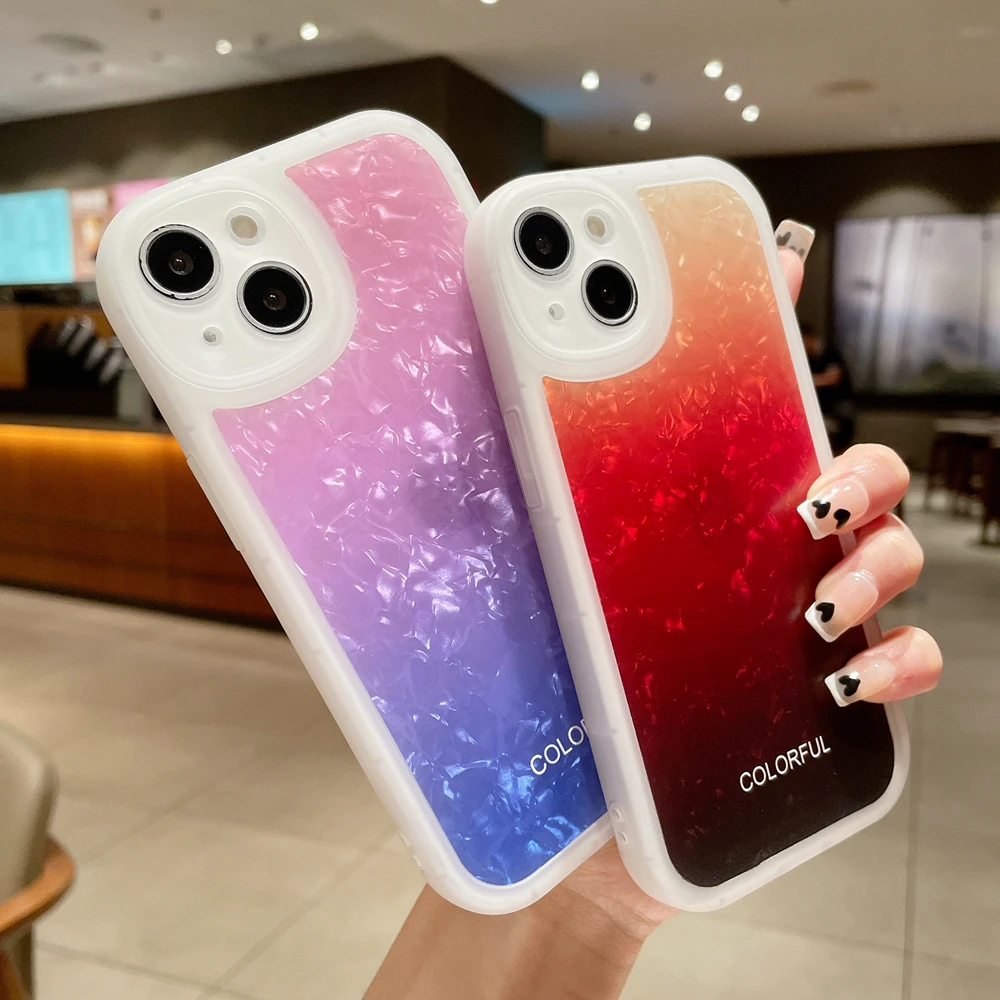 

Shockproof Colorful Shell Phone Case for iPhone 13 11 12 iPhone13 Pro X XS Max XR Camera Protection Glossy Soft Back Cover Coque