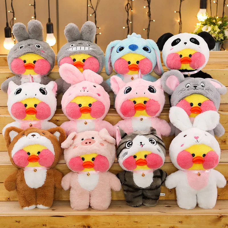 

Cute LaLafanfan Cafe Duck Turn to Unicorn Totoro Panda Plush Toys Stuffed Soft Animal Dolls for Kids Girls Birthday Gifts