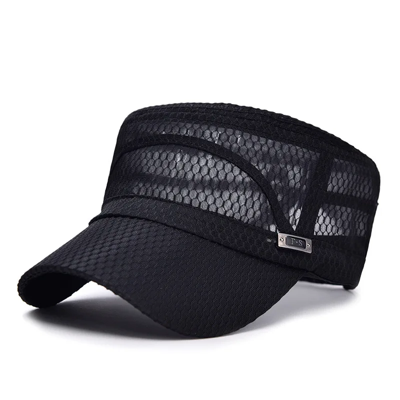 

2022 Summer New Man Mesh Flat Baseball Hat Outdoor Quick Dry Sport Sun Visor Caps Fashion Men Breathable Snapback Peaked Hat