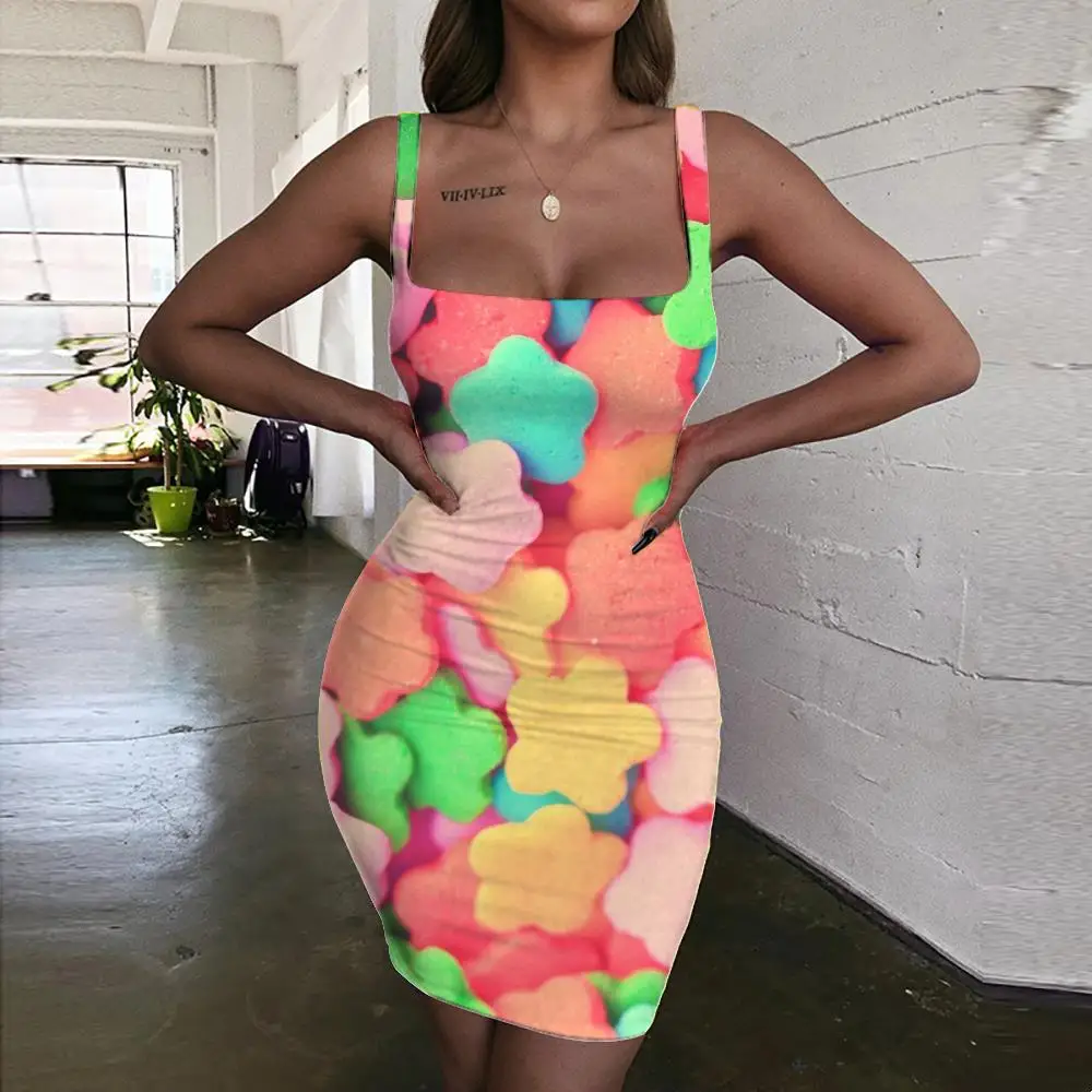 

KYKU Brand Candy Dresses Women Food Ladies Dresses Colorful 3d Print Star Sundress Beautiful Vestido Sexy Womens Clothing
