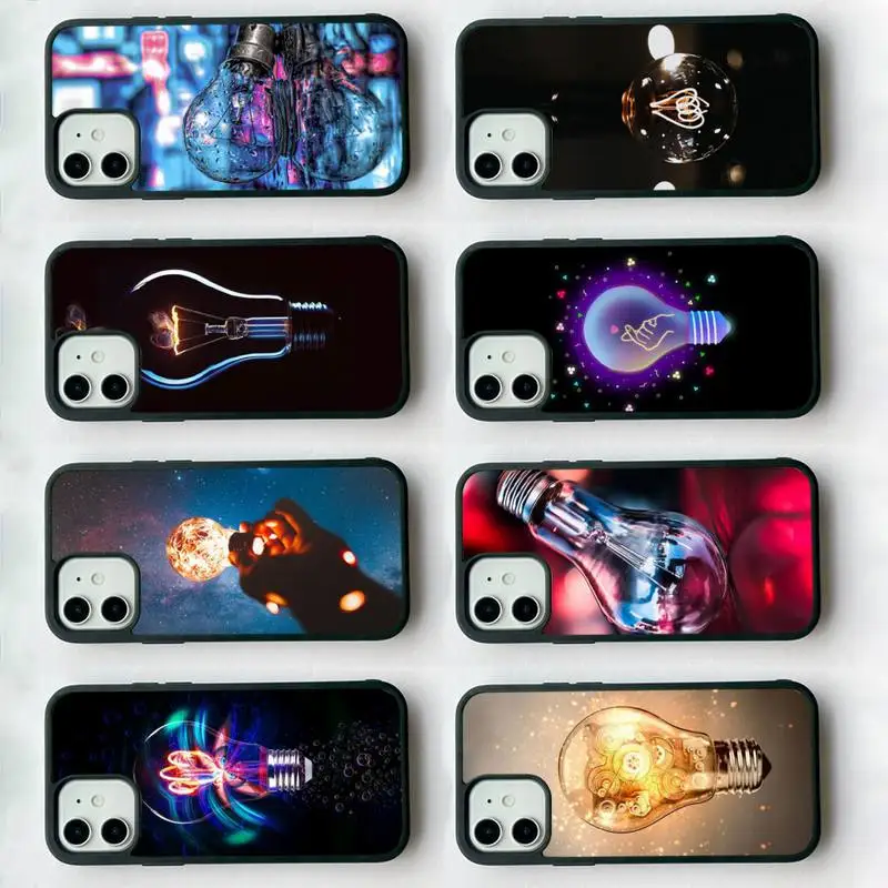

Light bulb art Phone Case Silicone PC+TPU Case for iPhone 11 12 13 Pro Max 8 7 6 Plus X SE XR Hard Fundas