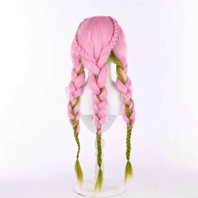 Синтетический парик Kanroji Mitsuri из аниме для рассекающего демонов Косплей плетеные