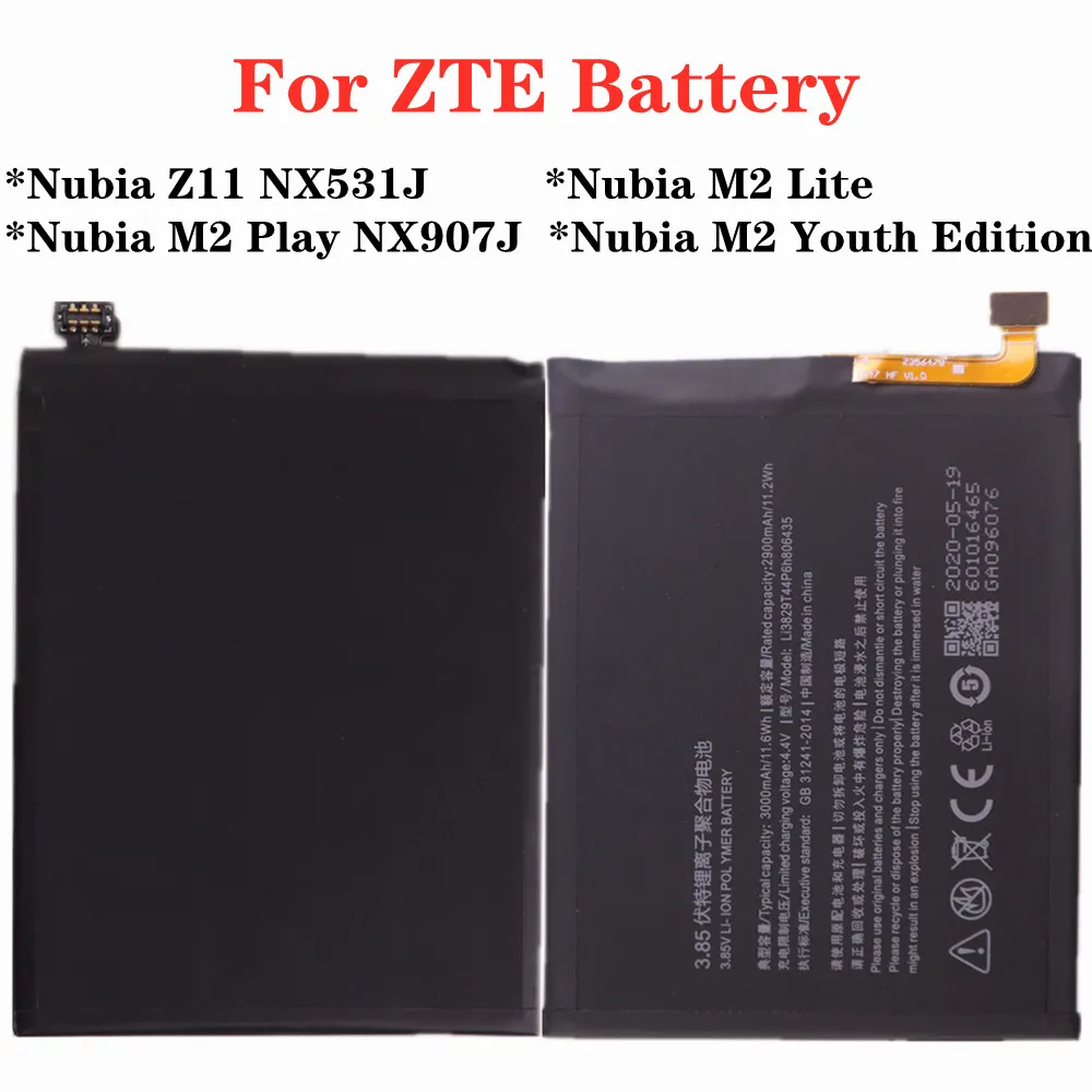 

High Quality Li3829T44P6h806435 Battery For ZTE Nubia Z11 NX531J / M2 Play NX907J / M2 Lite / M2 Youth Edition 3000mAh Phone