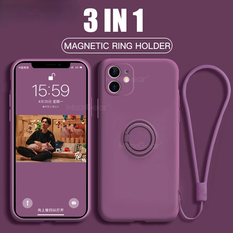 

Silicone Ring Holder Case For iPhone 11 12 13 Pro XS Max XR XS X 8 7 6s Plus Soft Stand Finger Bracket Cover