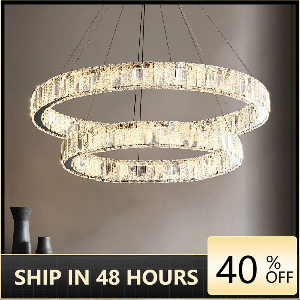 

Living Room Luxury K9 Crystal Led Pendant Lights Modern Lustre Chrome Steel Dimmble Pendant Lamp Art Deco Led Lighting Fixtures