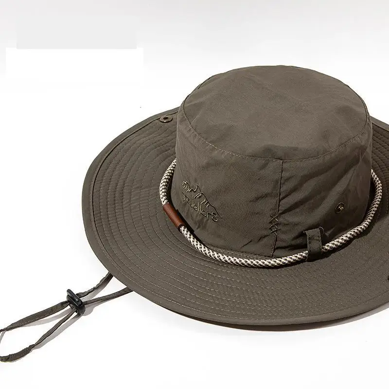 

Western Cowboy Bucket Hats For Men Summer Large Brim Flat Top Sunscreen Women Retro Washed Fisherman Dad Hunting Hat Boonie Bob