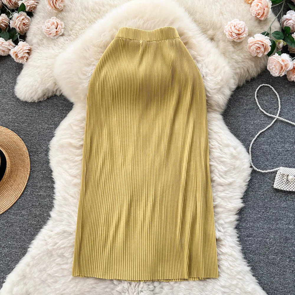 

Женская юбка с драпировкой, плиссированная Однотонная юбка А-силуэта с высокой талией, эластичным поясом, весна-лето 2023