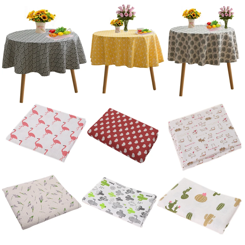 Round 150cm Linen Cotton Printed Floral Table Cloth Home Dinning Table Cover Tea Tablecloth Overlay Christmas Wedding Decors