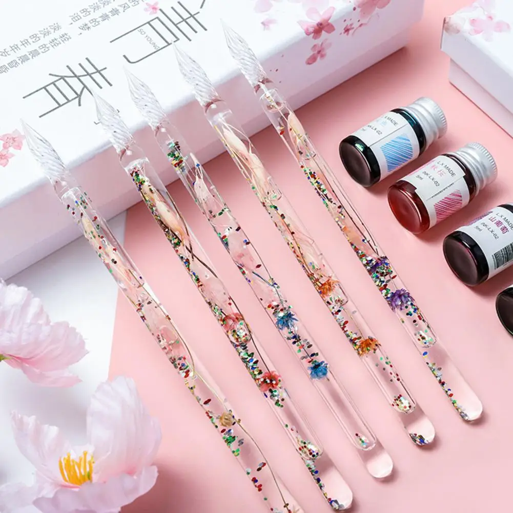 

Dip Ink Pen Exquisite Vintage Glass Pen Set Dreamlike Easy to Clean Glass Pen