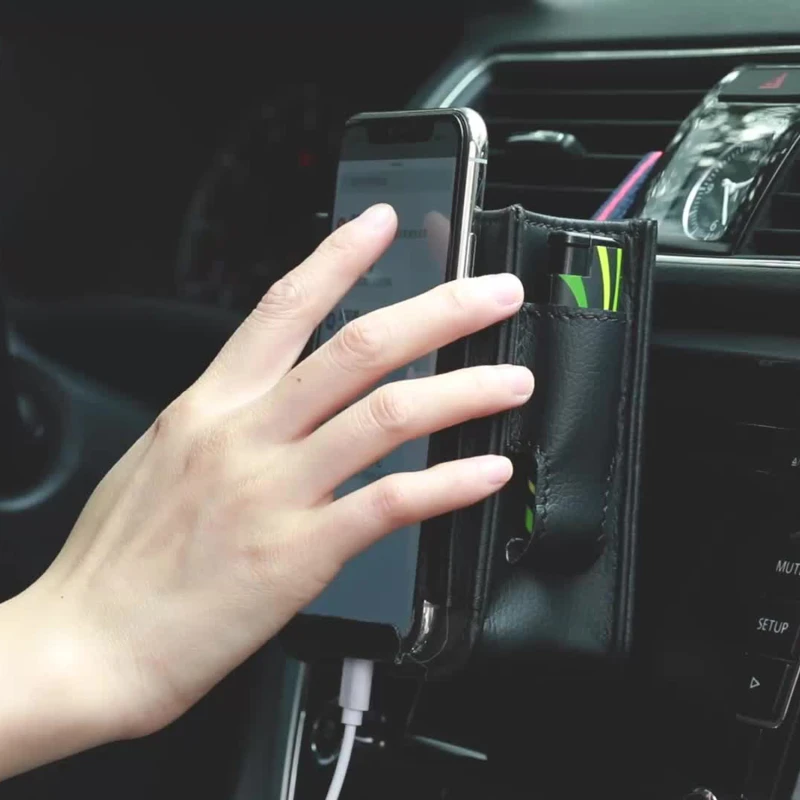 

Multifunctional Car Automotive Air Vent Mobile Phone Storage Pouch Car Pocket High Quality Durable Convenient Storage Pouch