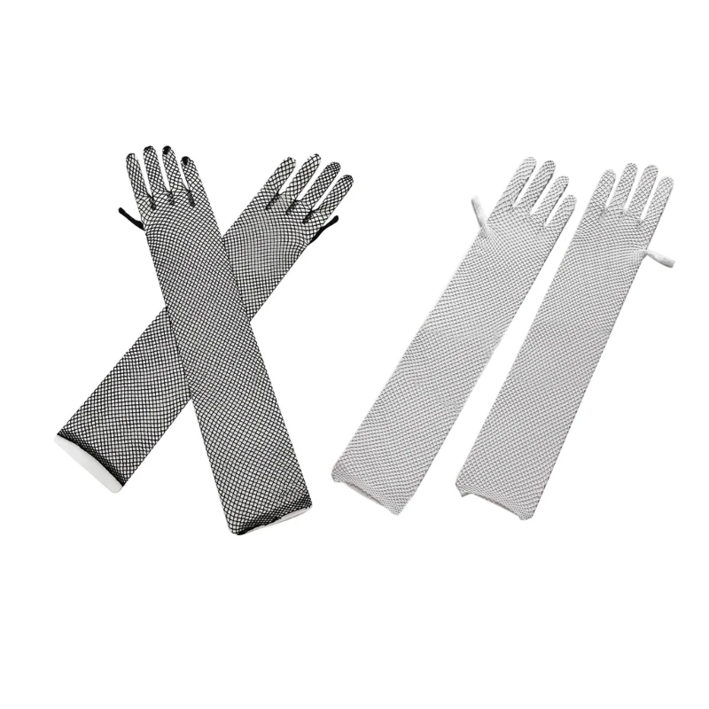 

E9LC Sexy Long Fishnet Gloves Hollow Fishnet Gloves for Concert Costume Accessories