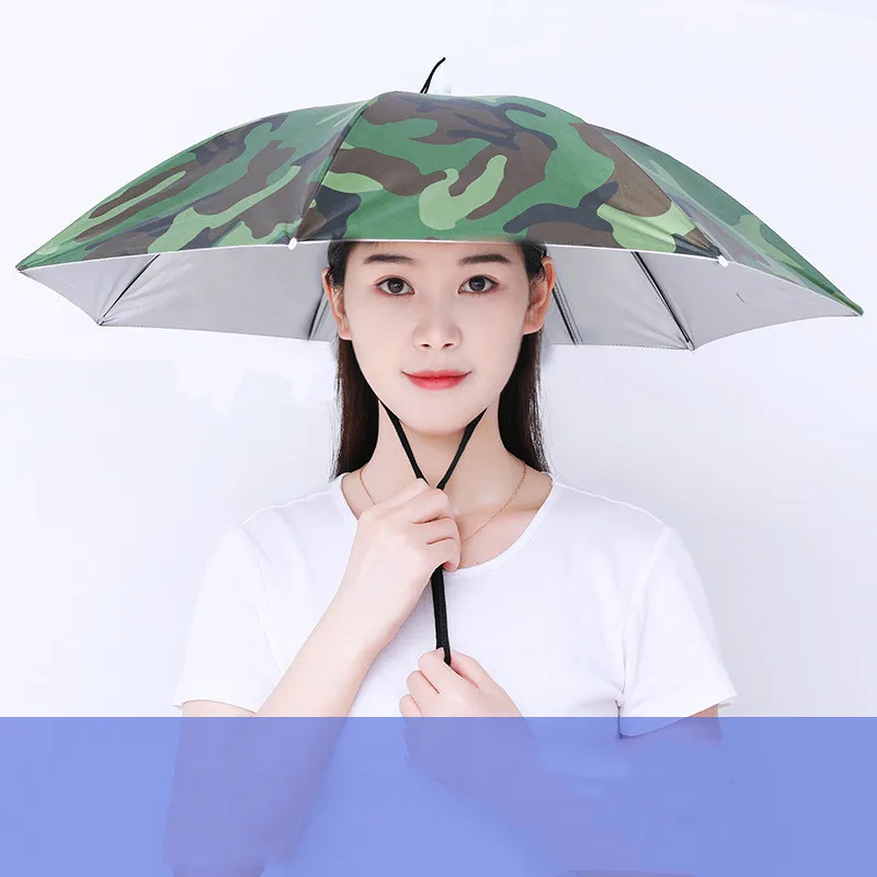 

Umbrella Hat Windproof Fishing Double-layer Head Wearing Sunshade Rain Gear Outdoor Folding Kids Non-automatic Rainy Umbrella