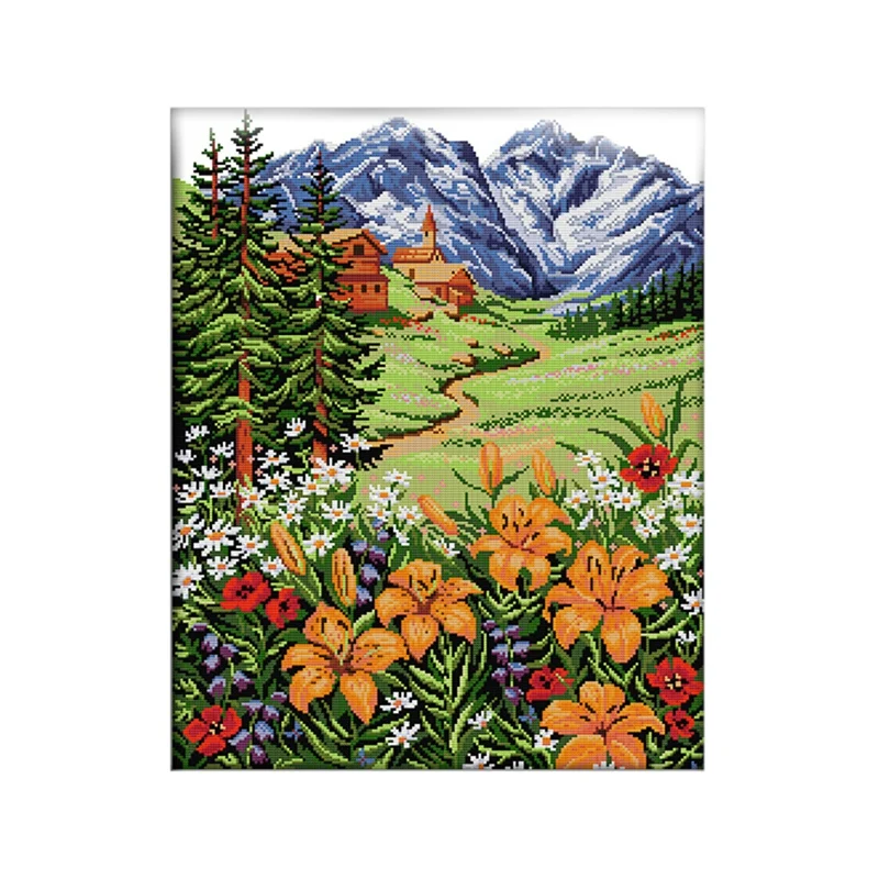 

Набор для вышивки крестиком 11CT с изображением Снежной Горы на весну