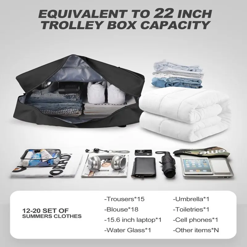 For Spirit Airlines Personal Item Bag 18x14x8 Travel Duffel Bag Underseat Large Foldable Carry-on Luggage for Women Men Weekende