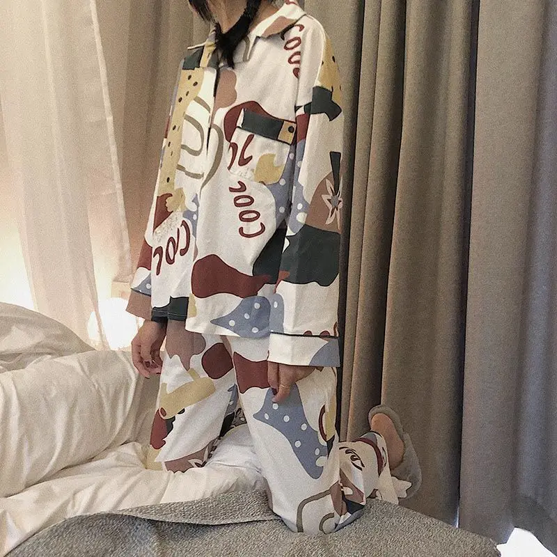 Cow Print Women's Pajamas Home Clothes Cute Autumn Winter Pyjama Pour Femme Kawaii Sleepwear Pijamas Nightie pyjamas women