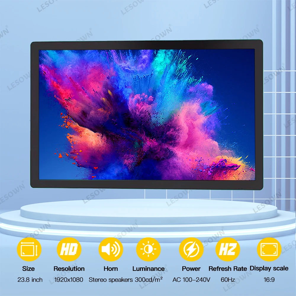 ЖК-монитор LESOWN 23 8 дюйма 1920x108 0 IPS Full HD VGA HDMI USB интерфейс VESA100 AC100-240 В